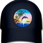 Dolphin over Sunset ball cap