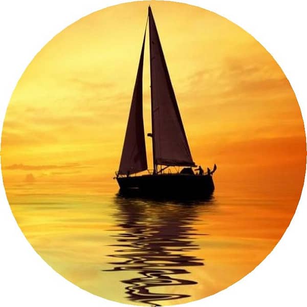 Red Sunset Sail Boat